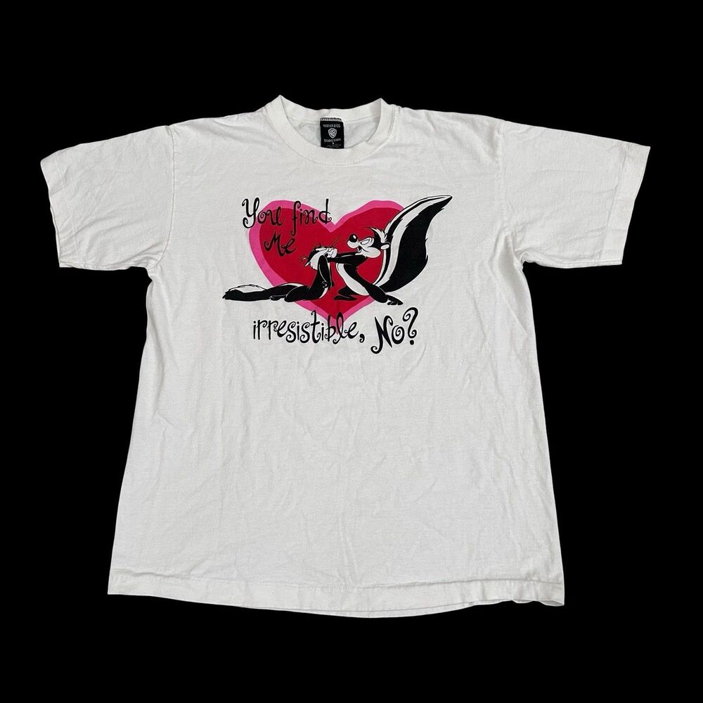 Vintage 90s Looney Tunes Pepe Le Pew In Ze Irresistible T-Shirt L Single Stitch